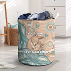 Personalised Australia Mother's Day Laundry Basket Kangaroo Mum And Joey Aboriginal Dot Art