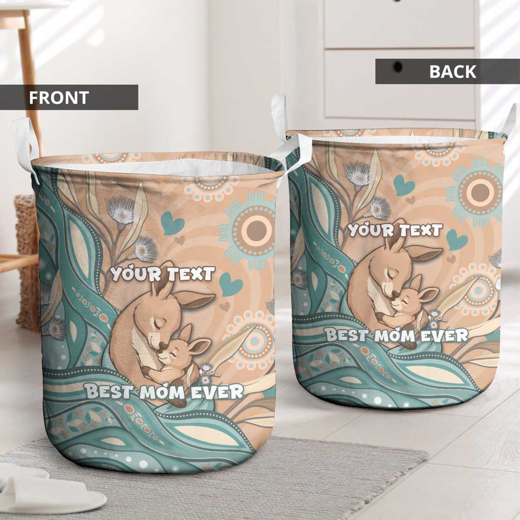 Personalised Australia Mother's Day Laundry Basket Kangaroo Mum And Joey Aboriginal Dot Art