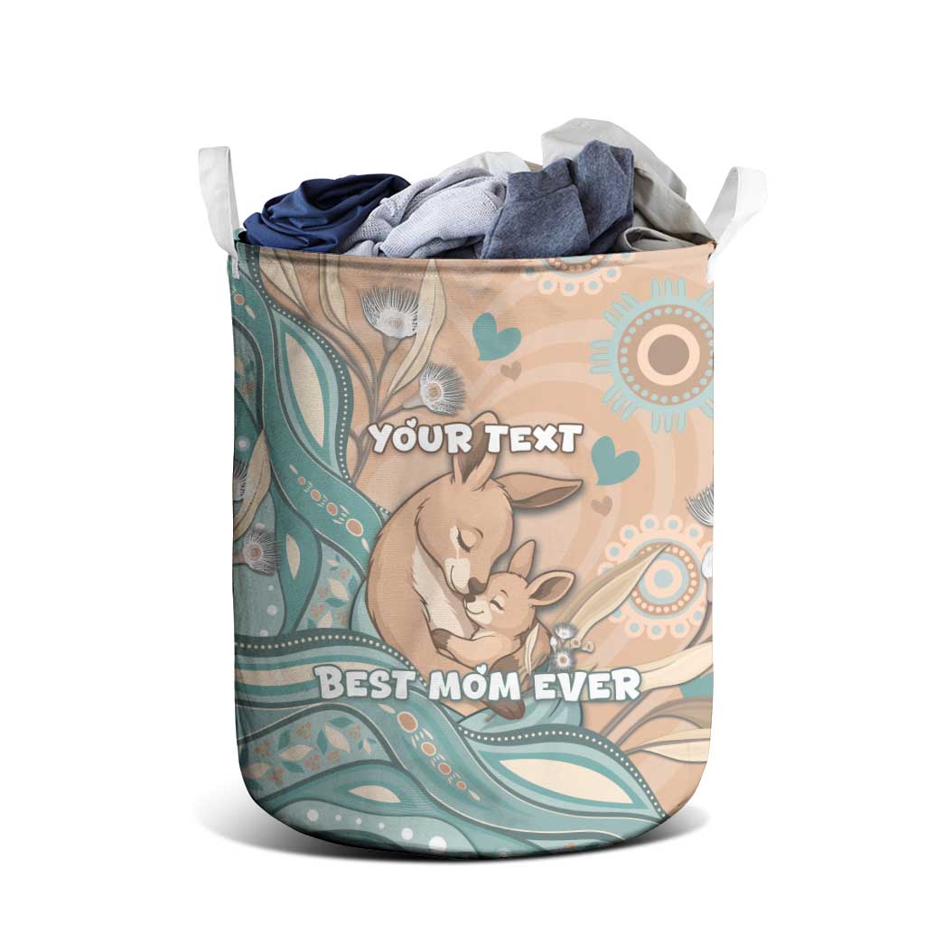 Personalised Australia Mother's Day Laundry Basket Kangaroo Mum And Joey Aboriginal Dot Art