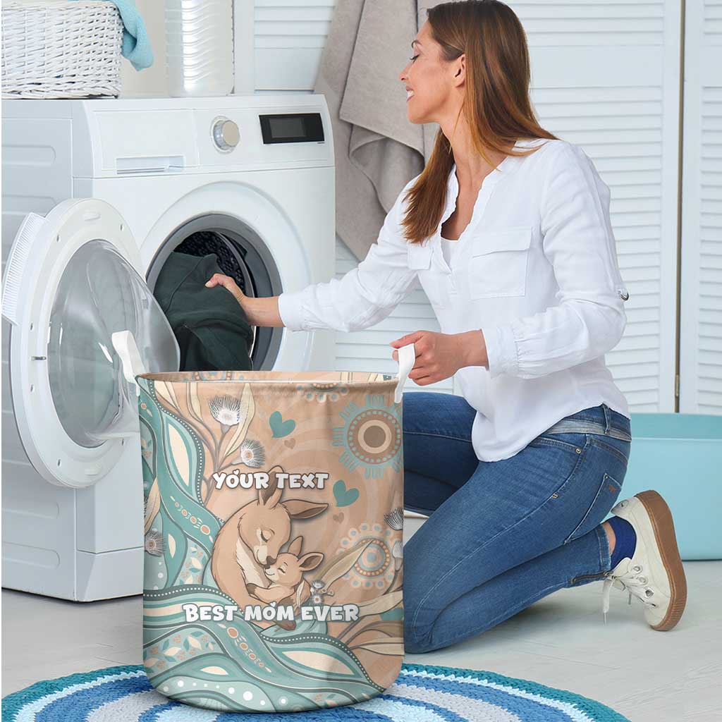 Personalised Australia Mother's Day Laundry Basket Kangaroo Mum And Joey Aboriginal Dot Art