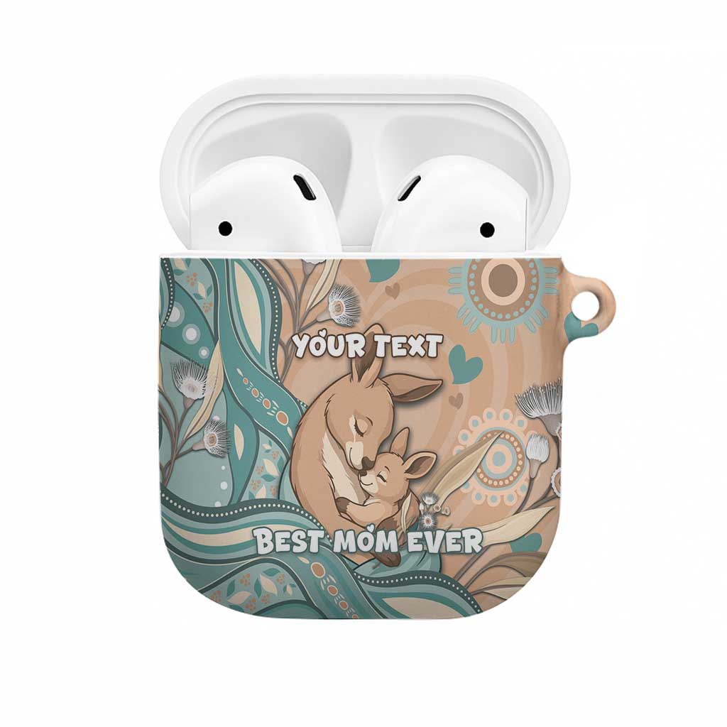 Personalised Australia Mother's Day AirPods Case Kangaroo Mum And Joey Aboriginal Dot Art