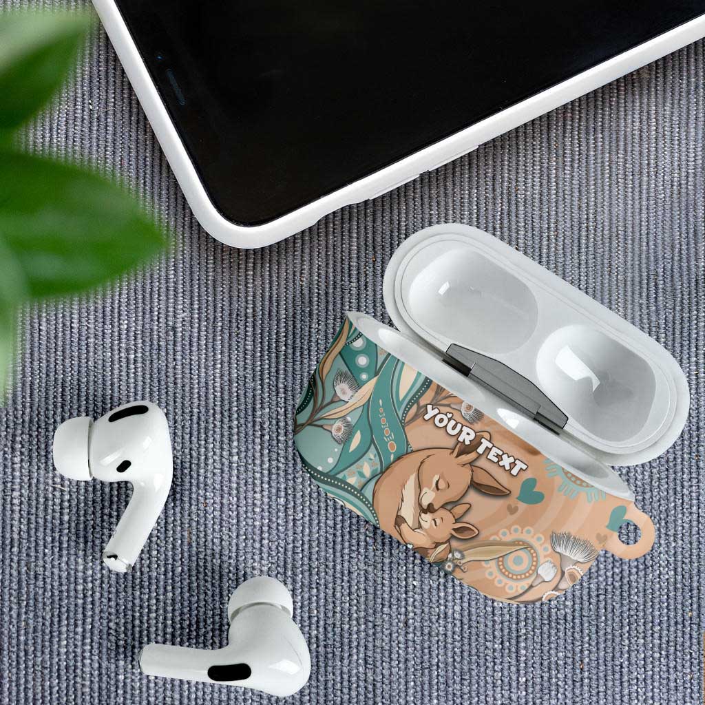 Personalised Australia Mother's Day AirPods Case Kangaroo Mum And Joey Aboriginal Dot Art