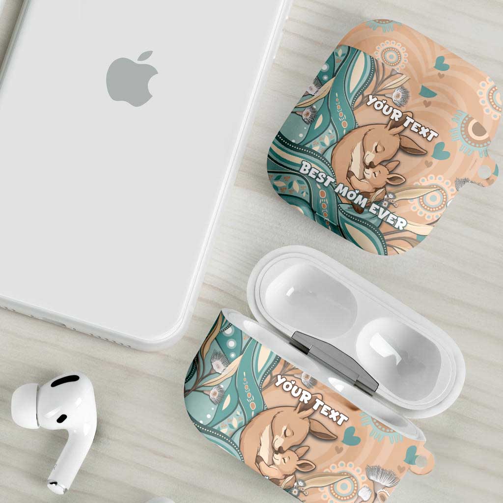 Personalised Australia Mother's Day AirPods Case Kangaroo Mum And Joey Aboriginal Dot Art