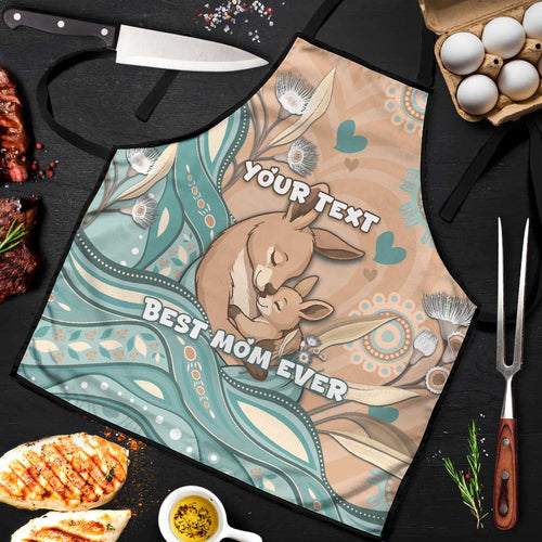 Personalised Australia Mother's Day Apron Kangaroo Mum And Joey Aboriginal Dot Art
