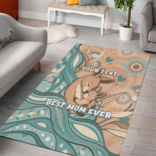 Personalised Australia Mother's Day Area Rug Kangaroo Mum And Joey Aboriginal Dot Art