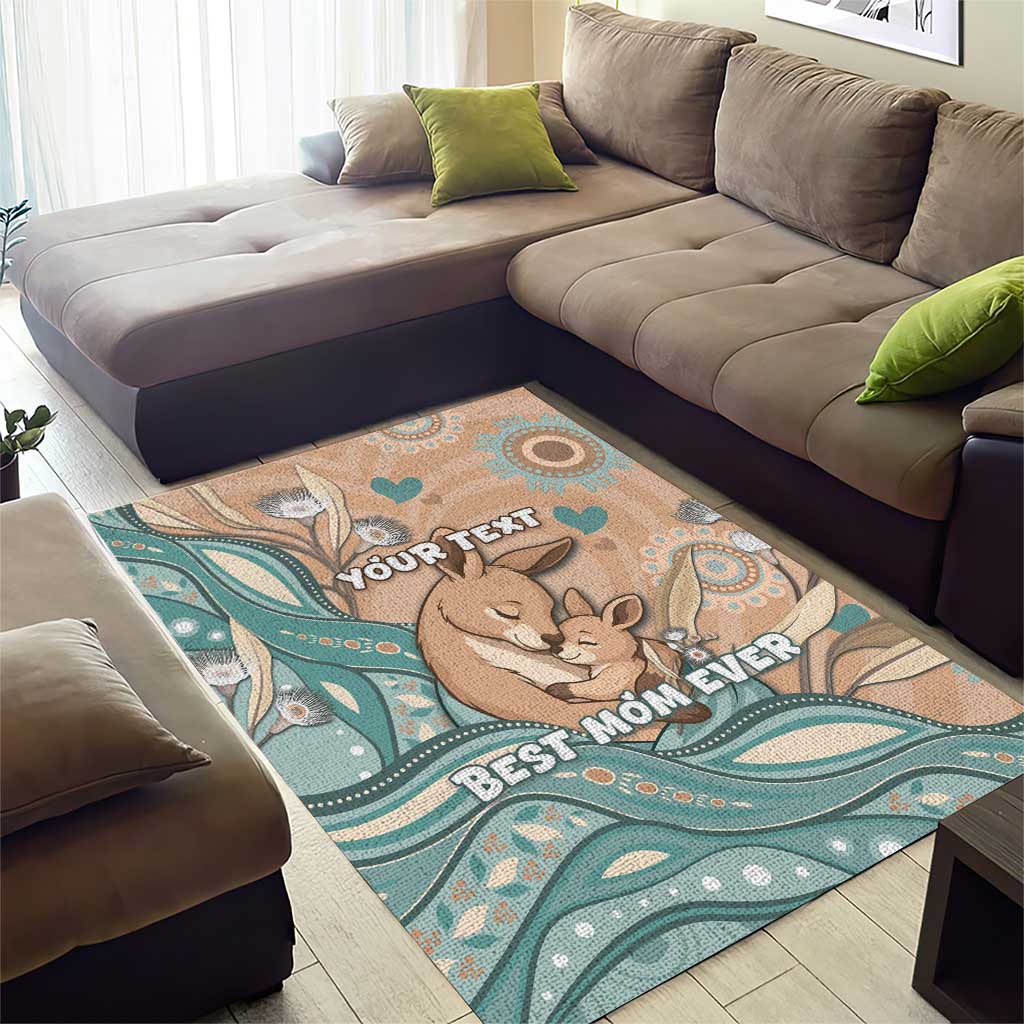 Personalised Australia Mother's Day Area Rug Kangaroo Mum And Joey Aboriginal Dot Art