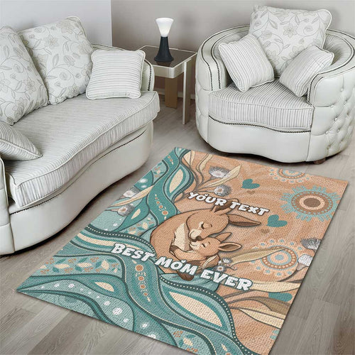Personalised Australia Mother's Day Area Rug Kangaroo Mum And Joey Aboriginal Dot Art