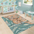 Personalised Australia Mother's Day Area Rug Kangaroo Mum And Joey Aboriginal Dot Art