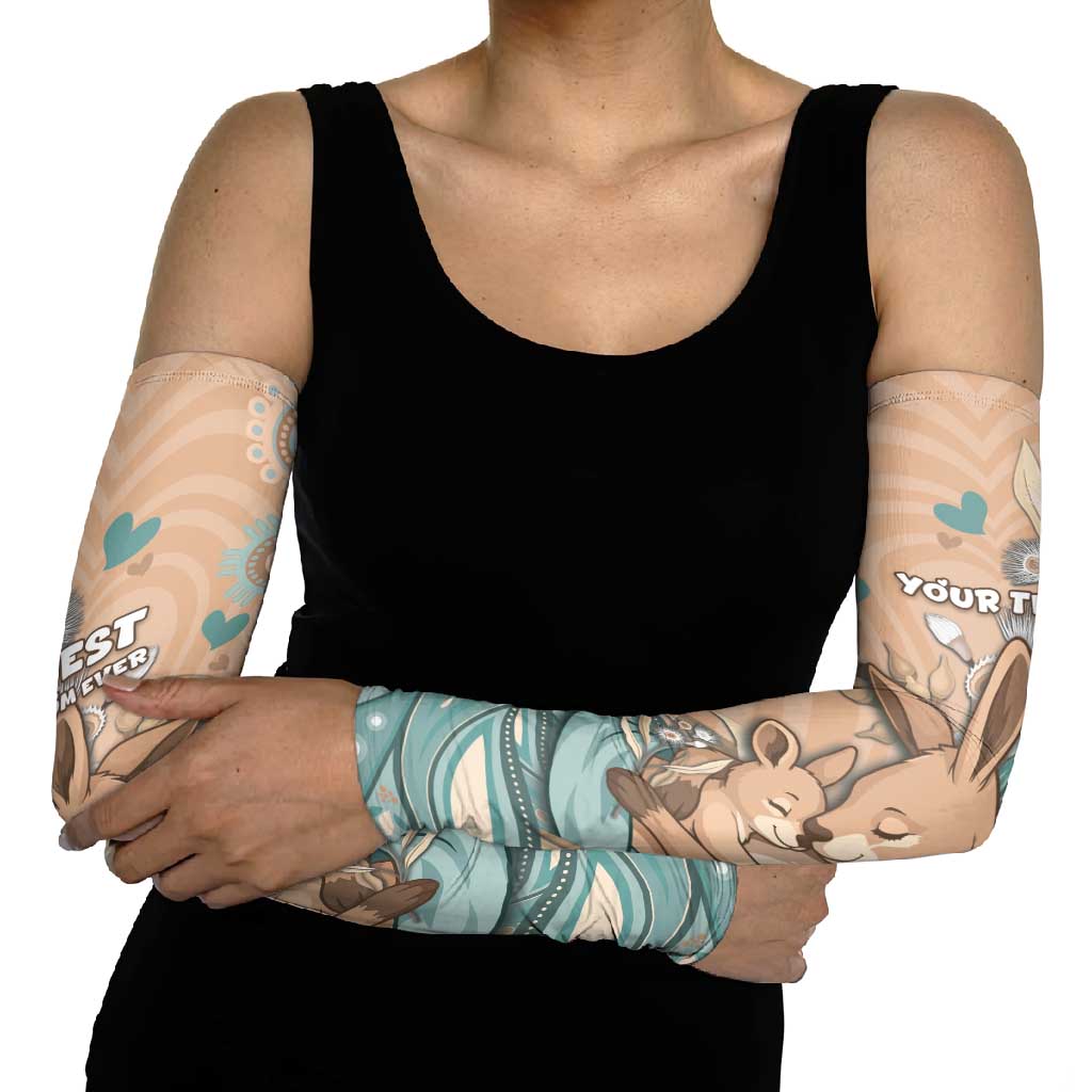 Personalised Australia Mother's Day Arm Sleeves Kangaroo Mum And Joey Aboriginal Dot Art