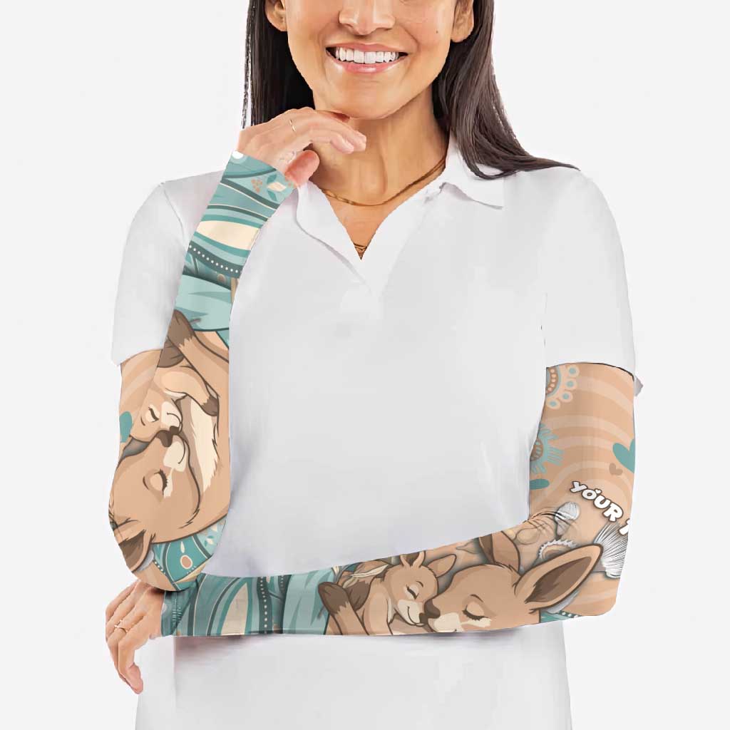 Personalised Australia Mother's Day Arm Sleeves Kangaroo Mum And Joey Aboriginal Dot Art