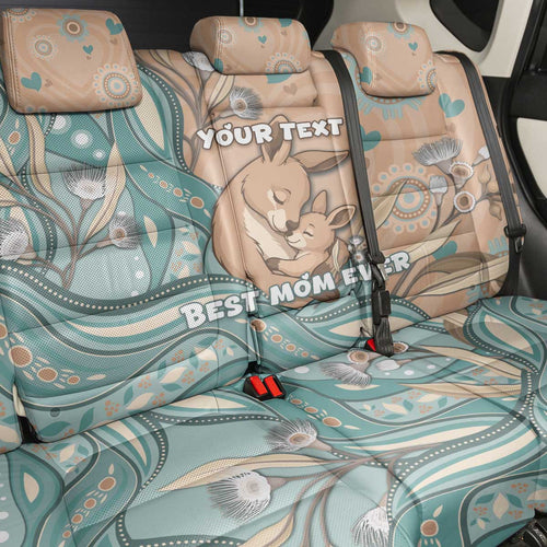 Personalised Australia Mother's Day Back Car Seat Cover Kangaroo Mum And Joey Aboriginal Dot Art