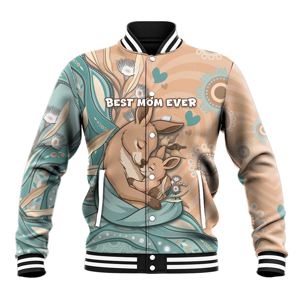 Personalised Australia Mother's Day Baseball Jacket Kangaroo Mum And Joey Aboriginal Dot Art