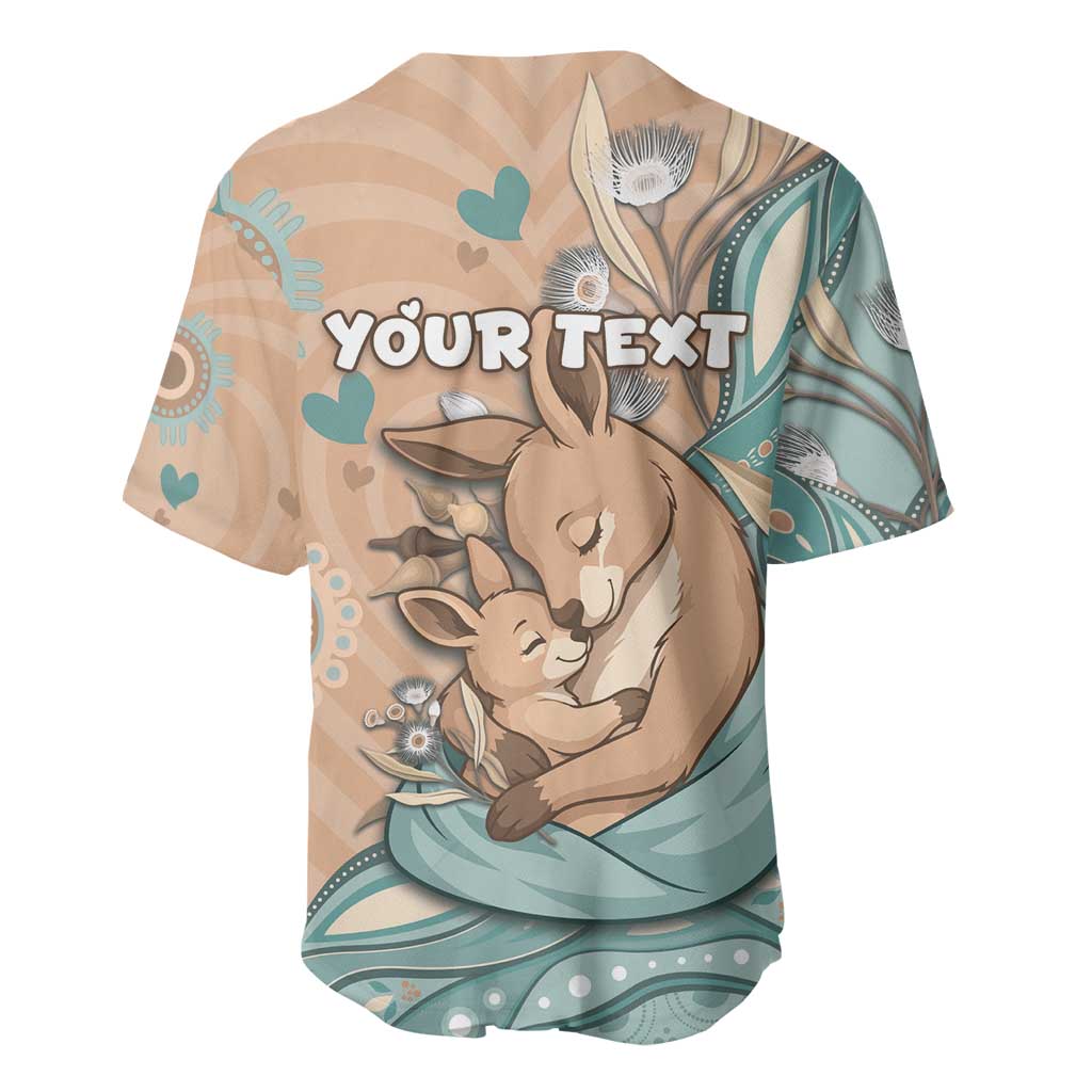 Personalised Australia Mother's Day Baseball Jersey Kangaroo Mum And Joey Aboriginal Dot Art