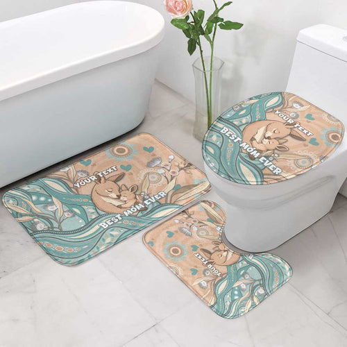 Personalised Australia Mother's Day Bathroom Set Kangaroo Mum And Joey Aboriginal Dot Art