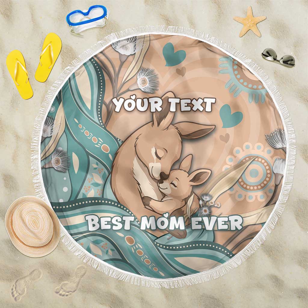 Personalised Australia Mother's Day Beach Blanket Kangaroo Mum And Joey Aboriginal Dot Art