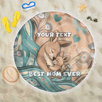 Personalised Australia Mother's Day Beach Blanket Kangaroo Mum And Joey Aboriginal Dot Art