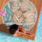 Personalised Australia Mother's Day Beach Blanket Kangaroo Mum And Joey Aboriginal Dot Art
