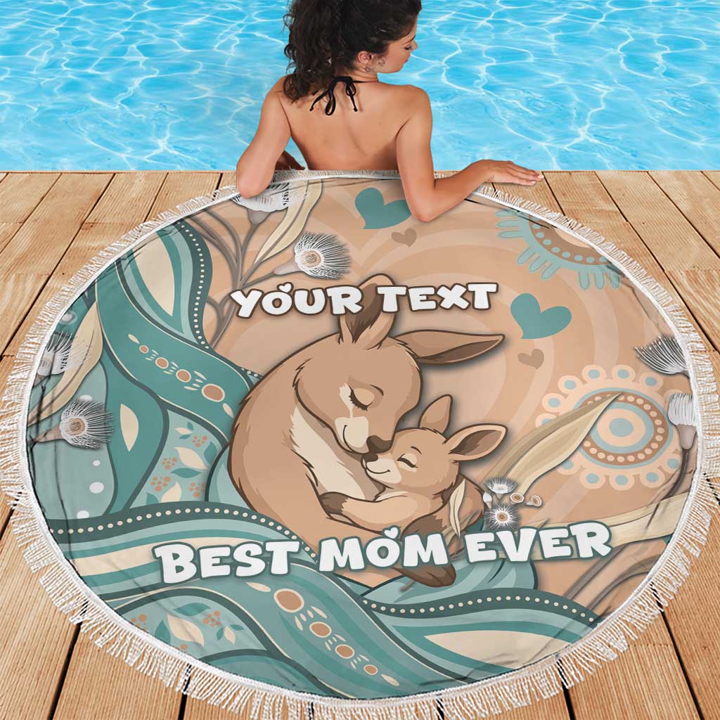 Personalised Australia Mother's Day Beach Blanket Kangaroo Mum And Joey Aboriginal Dot Art