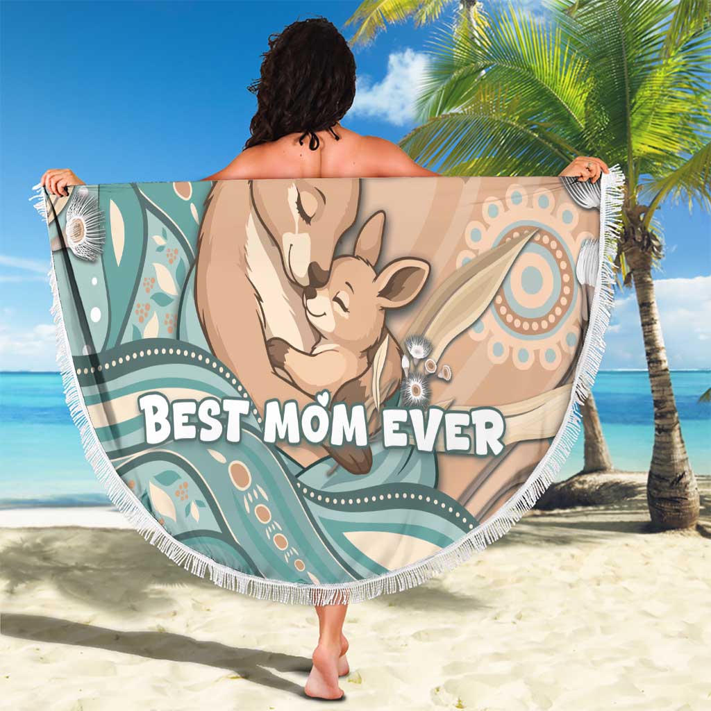 Personalised Australia Mother's Day Beach Blanket Kangaroo Mum And Joey Aboriginal Dot Art