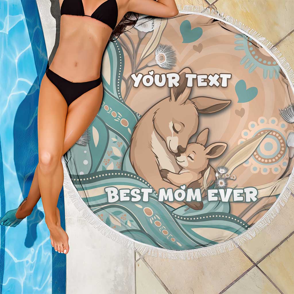 Personalised Australia Mother's Day Beach Blanket Kangaroo Mum And Joey Aboriginal Dot Art