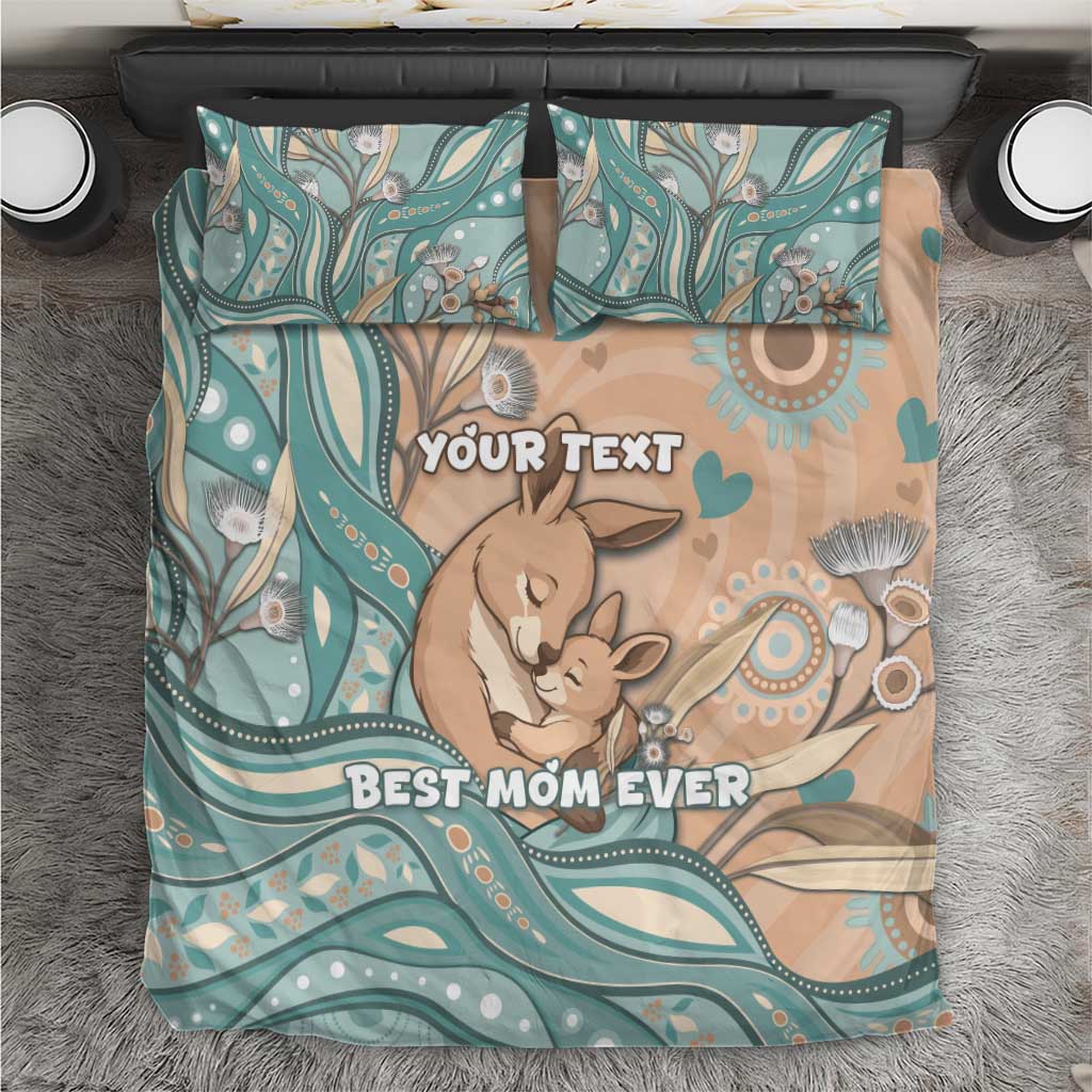 Personalised Australia Mother's Day Bedding Set Kangaroo Mum And Joey Aboriginal Dot Art
