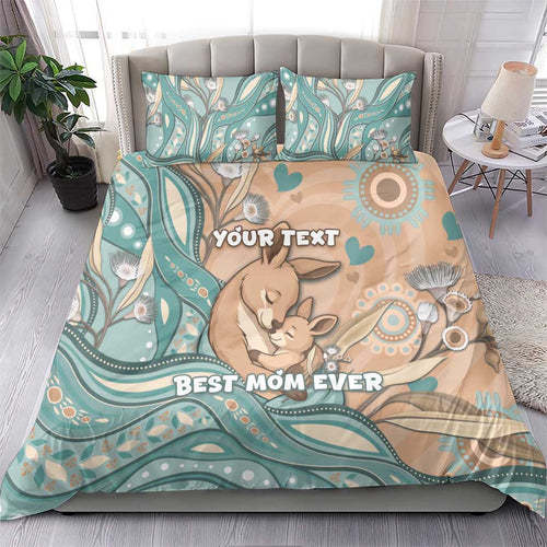 Personalised Australia Mother's Day Bedding Set Kangaroo Mum And Joey Aboriginal Dot Art