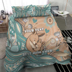 Personalised Australia Mother's Day Bedding Set Kangaroo Mum And Joey Aboriginal Dot Art