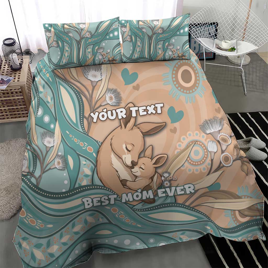 Personalised Australia Mother's Day Bedding Set Kangaroo Mum And Joey Aboriginal Dot Art