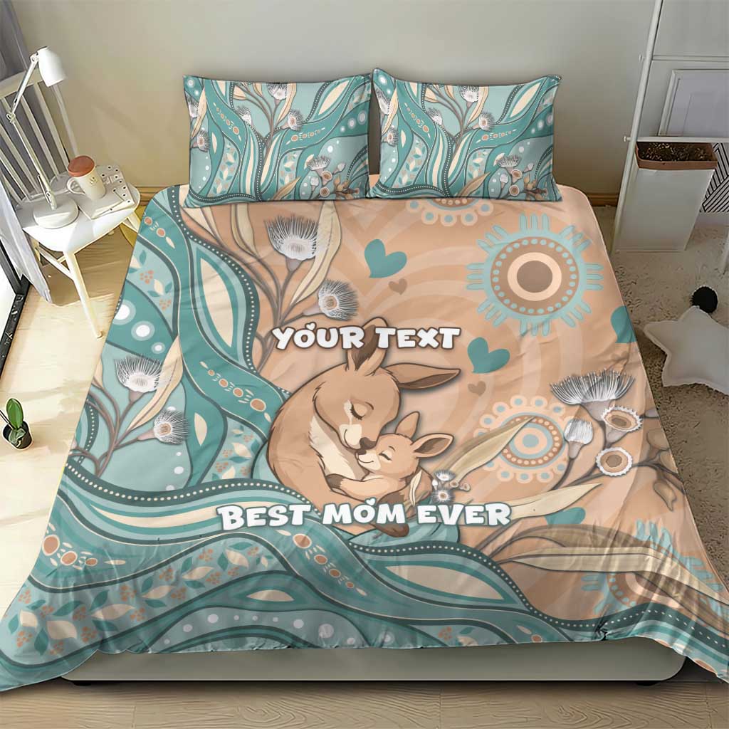 Personalised Australia Mother's Day Bedding Set Kangaroo Mum And Joey Aboriginal Dot Art