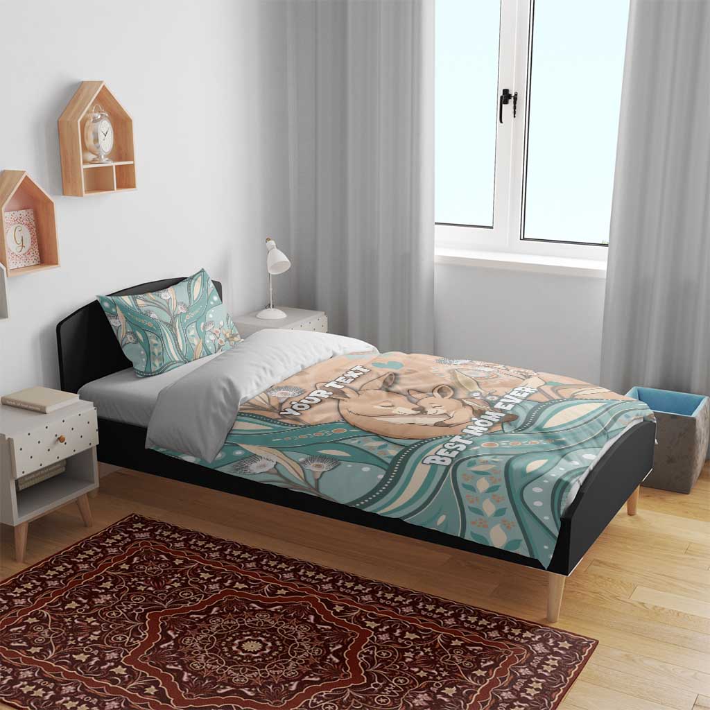 Personalised Australia Mother's Day Bedding Set Kangaroo Mum And Joey Aboriginal Dot Art
