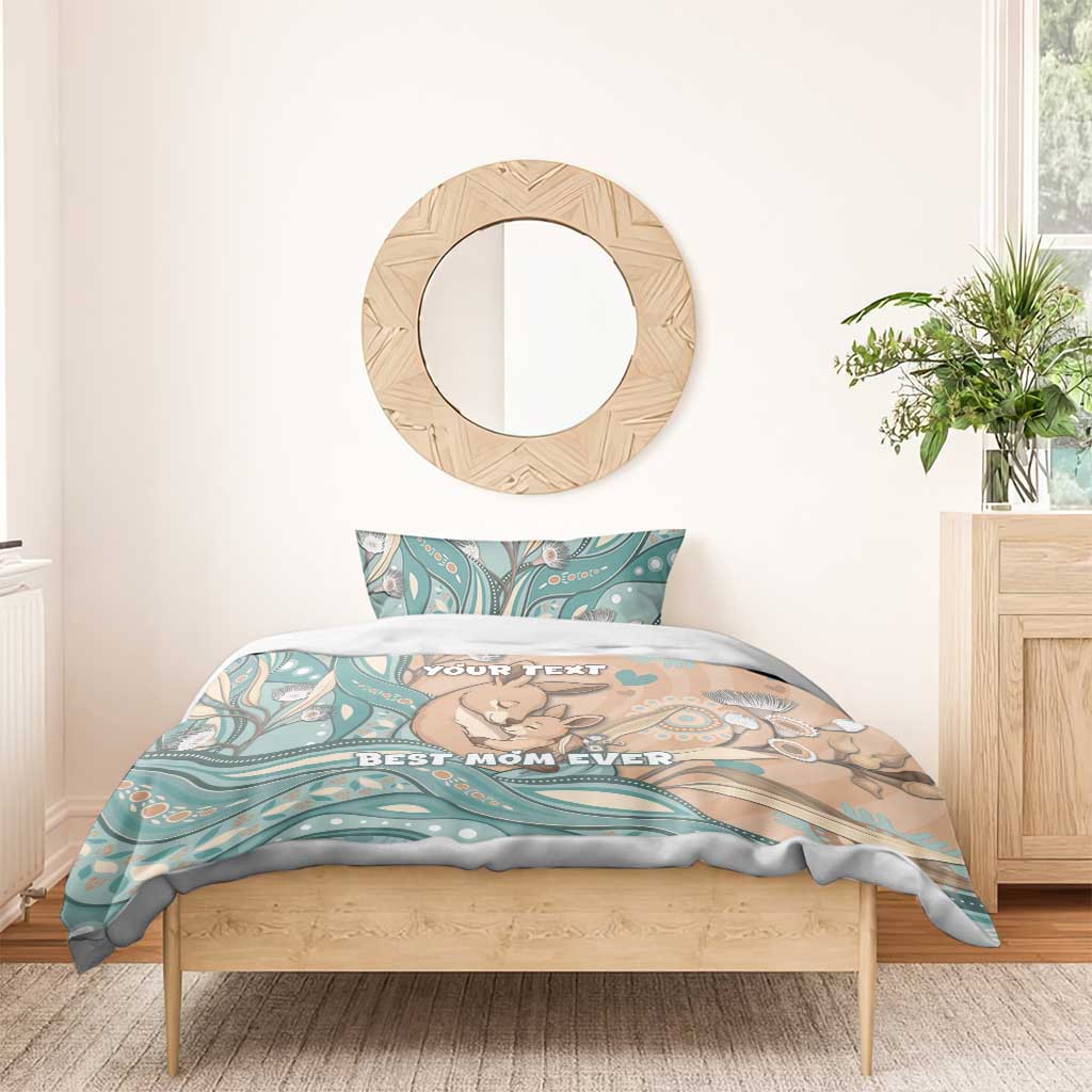 Personalised Australia Mother's Day Bedding Set Kangaroo Mum And Joey Aboriginal Dot Art