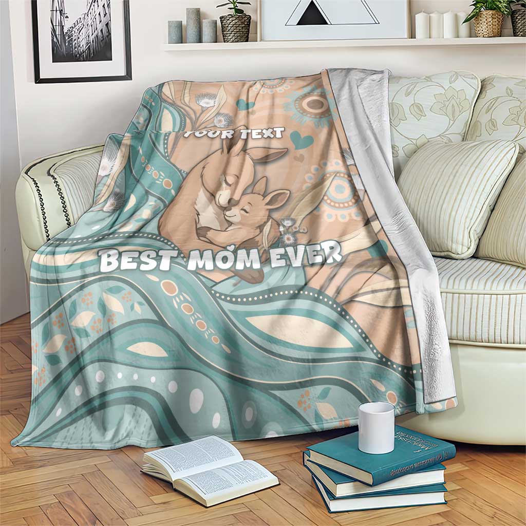 Personalised Australia Mother's Day Blanket Kangaroo Mum And Joey Aboriginal Dot Art