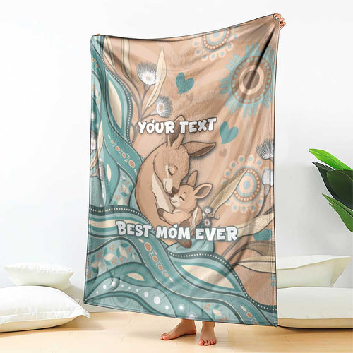 Personalised Australia Mother's Day Blanket Kangaroo Mum And Joey Aboriginal Dot Art