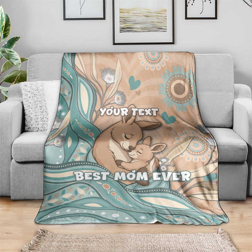 Personalised Australia Mother's Day Blanket Kangaroo Mum And Joey Aboriginal Dot Art