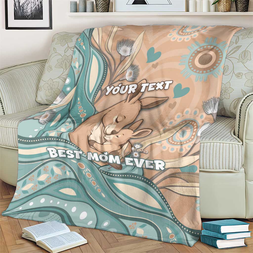 Personalised Australia Mother's Day Blanket Kangaroo Mum And Joey Aboriginal Dot Art