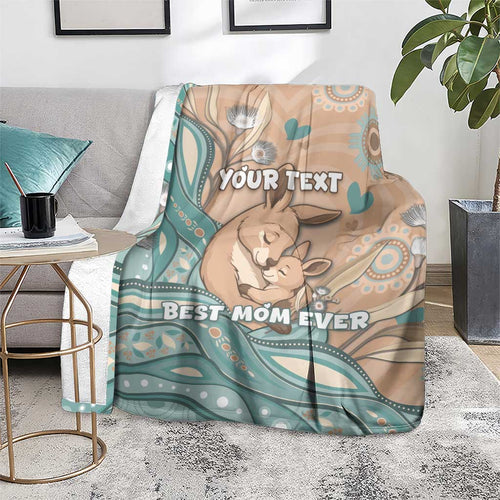 Personalised Australia Mother's Day Blanket Kangaroo Mum And Joey Aboriginal Dot Art