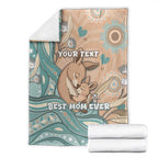 Personalised Australia Mother's Day Blanket Kangaroo Mum And Joey Aboriginal Dot Art