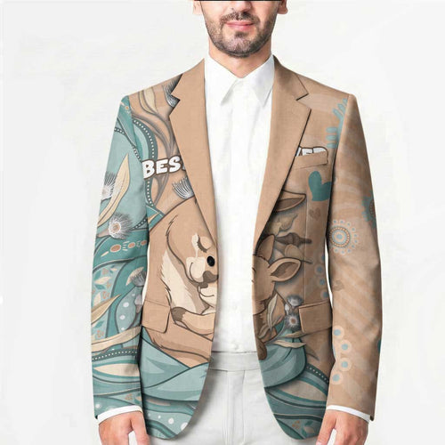 Personalised Australia Mother's Day Blazer Kangaroo Mum And Joey Aboriginal Dot Art