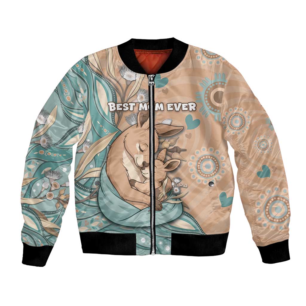Personalised Australia Mother's Day Bomber Jacket Kangaroo Mum And Joey Aboriginal Dot Art