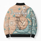 Personalised Australia Mother's Day Bomber Puffer Jacket Kangaroo Mum And Joey Aboriginal Dot Art