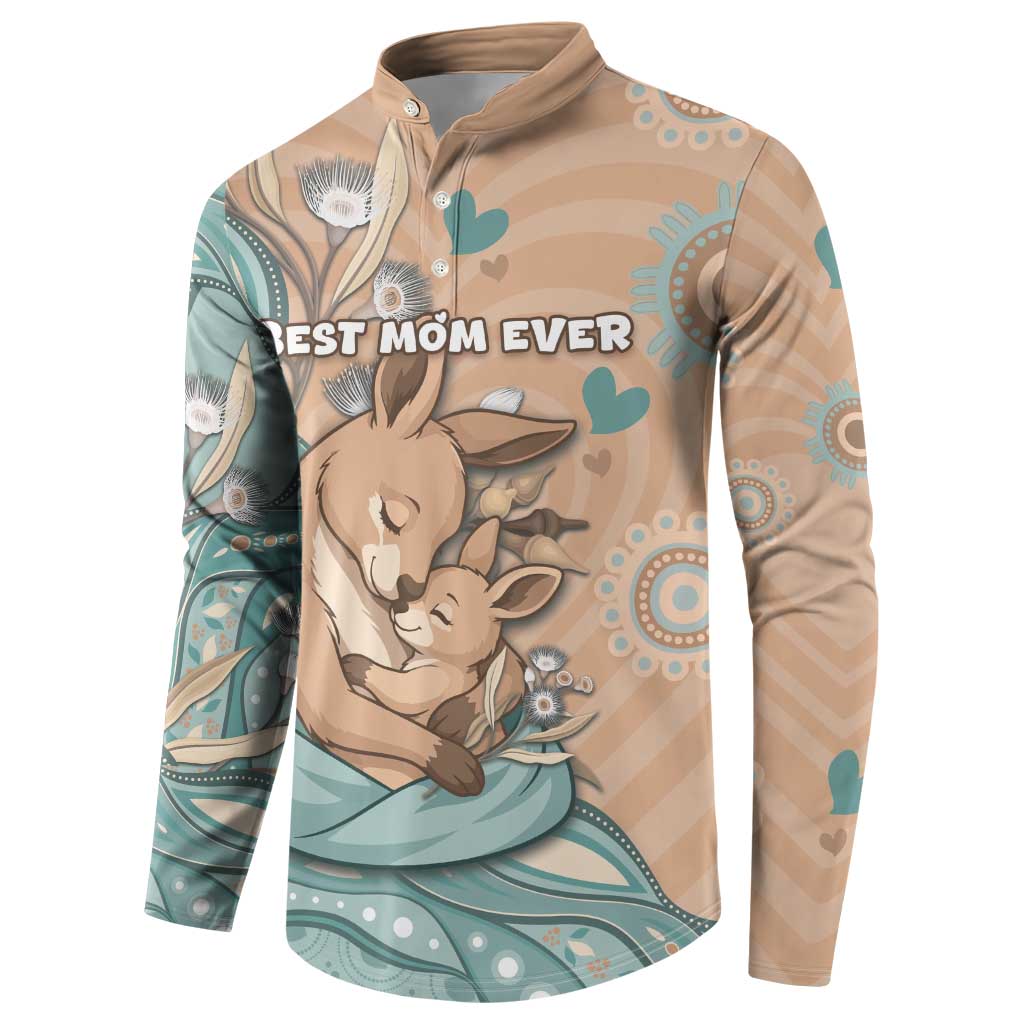 Personalised Australia Mother's Day Button Sweatshirt Kangaroo Mum And Joey Aboriginal Dot Art