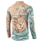 Personalised Australia Mother's Day Button Sweatshirt Kangaroo Mum And Joey Aboriginal Dot Art