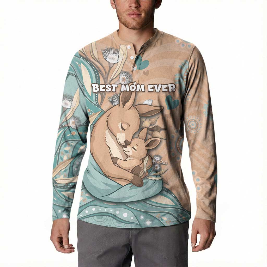 Personalised Australia Mother's Day Button Sweatshirt Kangaroo Mum And Joey Aboriginal Dot Art