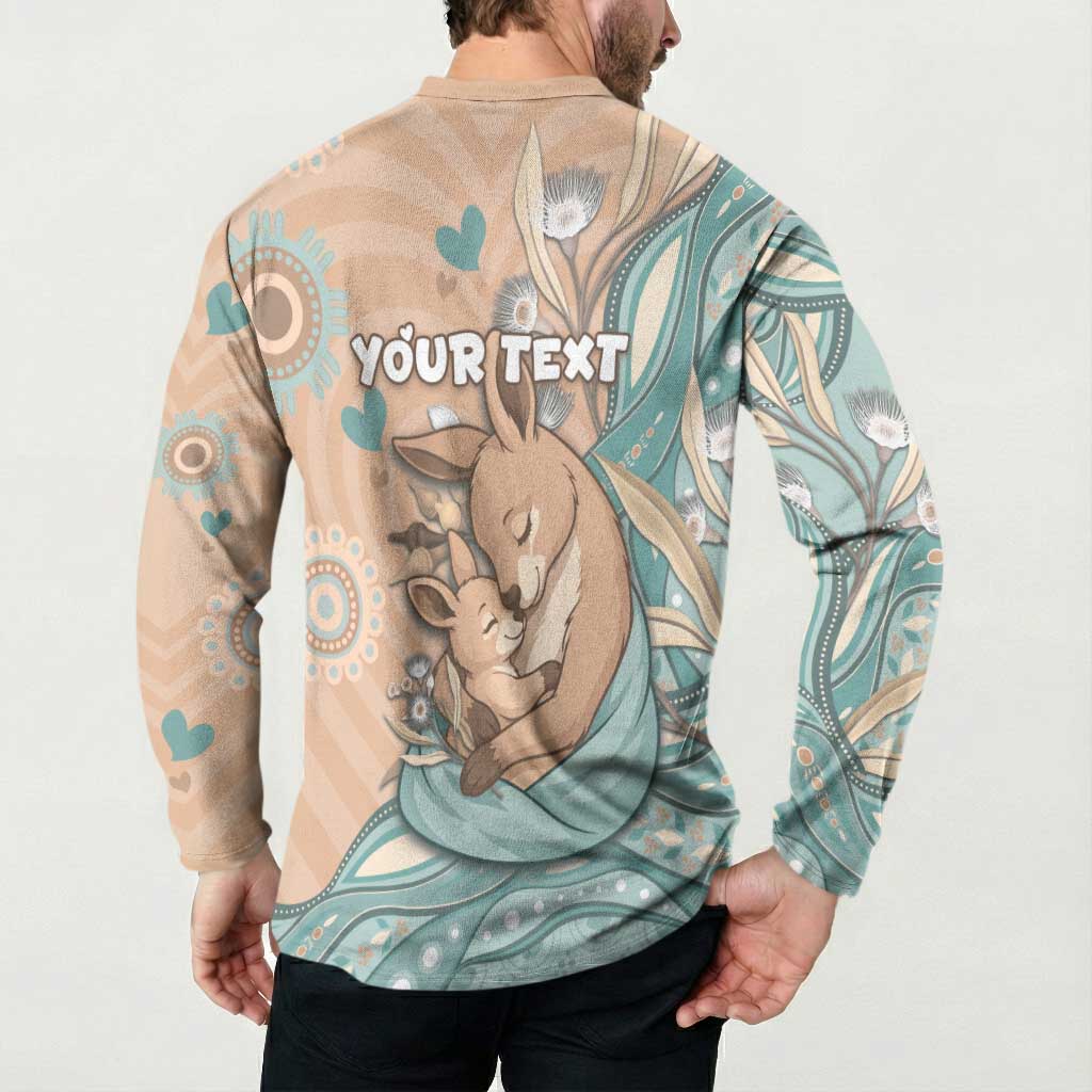 Personalised Australia Mother's Day Button Sweatshirt Kangaroo Mum And Joey Aboriginal Dot Art