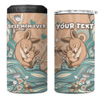 Personalised Australia Mother's Day 4 in 1 Can Cooler Tumbler Kangaroo Mum And Joey Aboriginal Dot Art