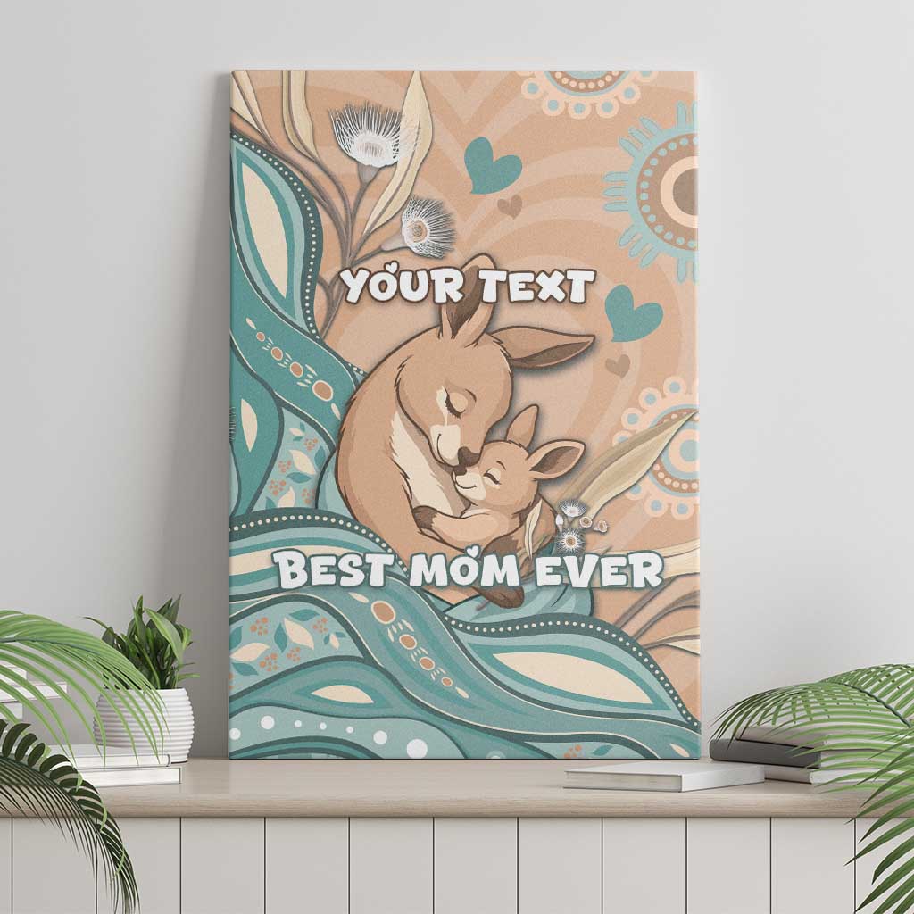 Personalised Australia Mother's Day Canvas Wall Art Kangaroo Mum And Joey Aboriginal Dot Art