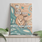 Personalised Australia Mother's Day Canvas Wall Art Kangaroo Mum And Joey Aboriginal Dot Art