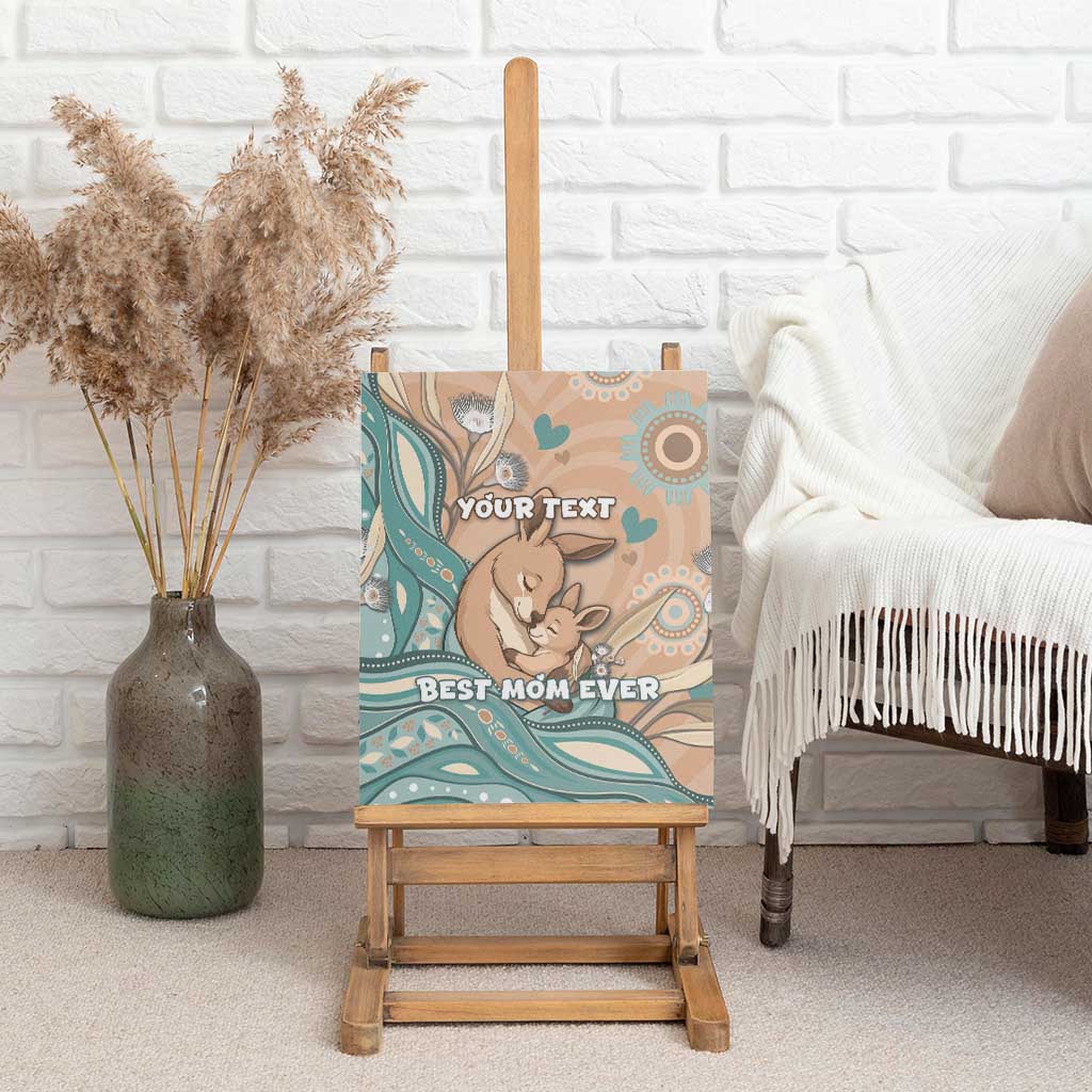 Personalised Australia Mother's Day Canvas Wall Art Kangaroo Mum And Joey Aboriginal Dot Art