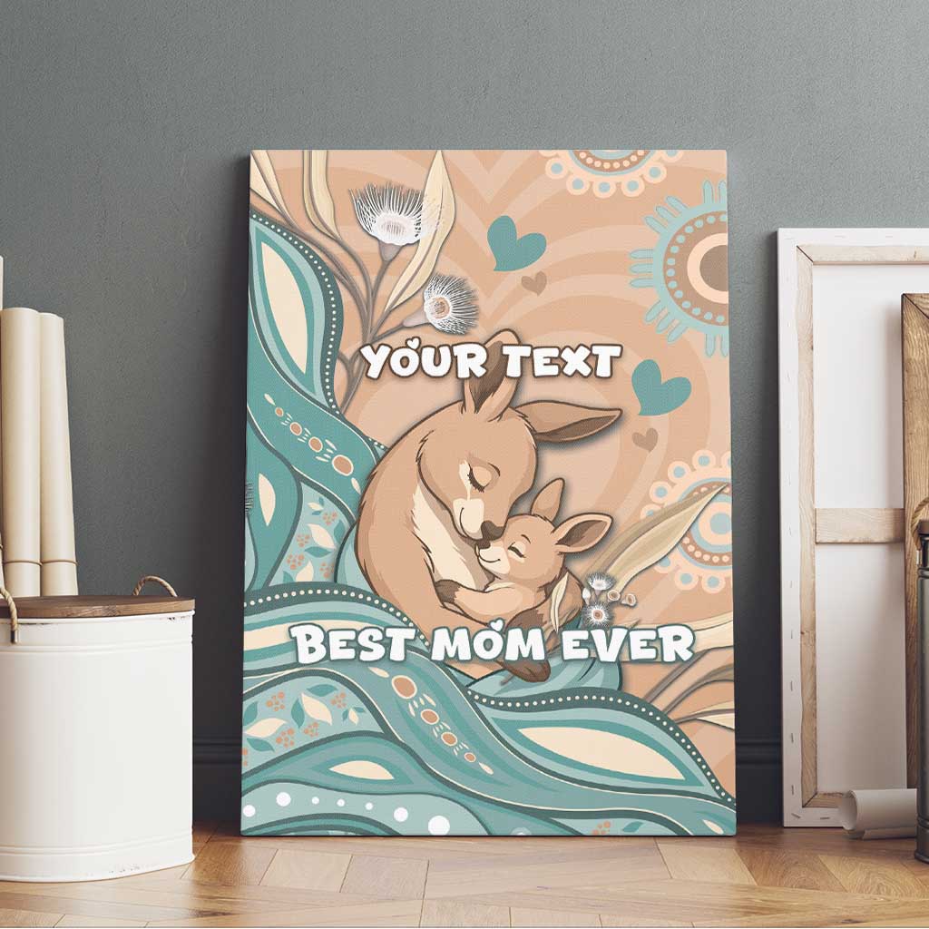Personalised Australia Mother's Day Canvas Wall Art Kangaroo Mum And Joey Aboriginal Dot Art