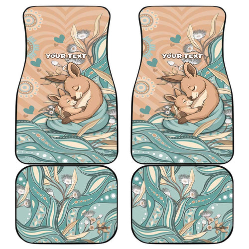 Personalised Australia Mother's Day Car Mats Kangaroo Mum And Joey Aboriginal Dot Art